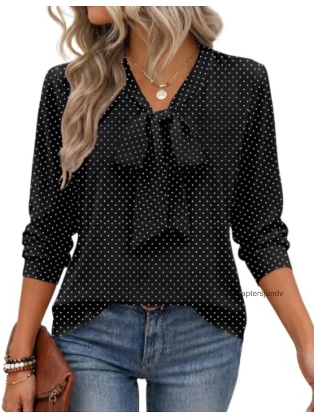 Womens Chiffon Long Sleeve Bow Tie Blouse Office Work Top